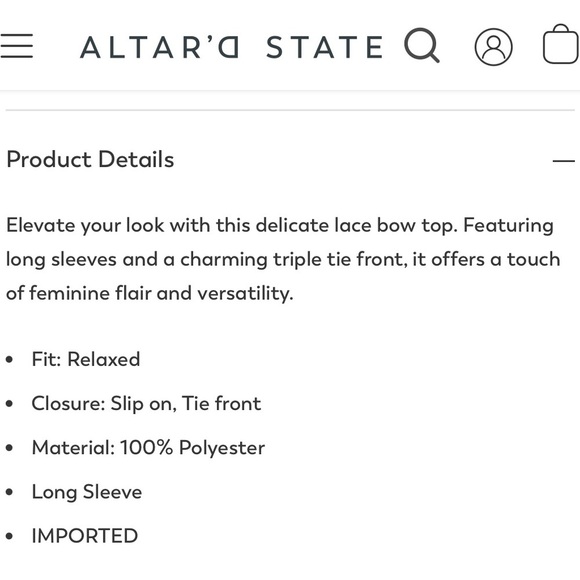 NWT Altar’d State Layken Lace Bow tie top size M - Picture 7 of 8